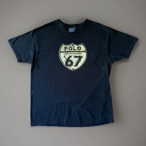Vintage Polo Sport Ralph Lauren Shirt Large Black 90s New York Route 67 RRL